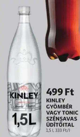 Auchan Kinley gyömbér vagy tonic szénsavas üdítőital 1.5l ajánlat