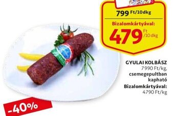 Auchan Gyulai kolbász 10dkg ajánlat