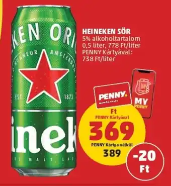 PENNY Heineken sör 0.5l ajánlat