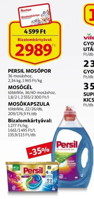 Auchan Persil mosópor 2.34kg / mosógél 1.8l / 2l / mosókapszula 22 / 26 db ajánlat