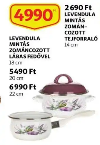 Levendula mintás zománcozott lábas fedővel 18cm
