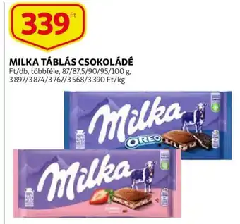 Auchan Milka táblás csokoládé 87/87.5/90/95/100g ajánlat