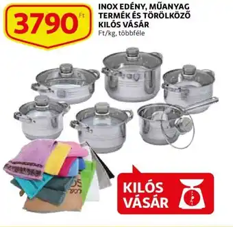 Auchan Inox edény műanyag termék és törölköző kilós vásár 1 kg ajánlat