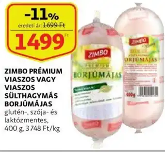 Auchan Zimbo Prémium viaszos vagy viaszos sülthagymás borjúmájas 400g ajánlat