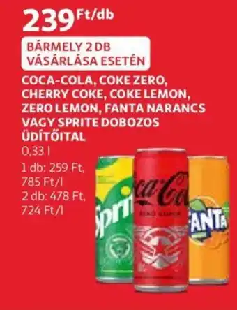 Auchan Coca-cola dobozos üdítőital 0.33l ajánlat