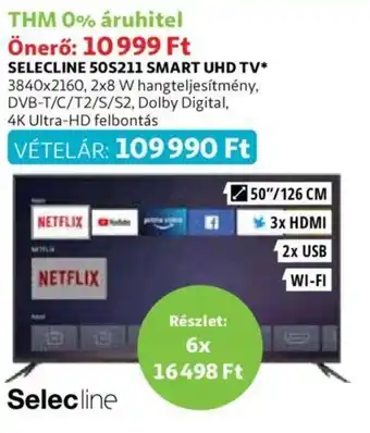 Auchan Selecline 50s211 smart uhd tv ajánlat
