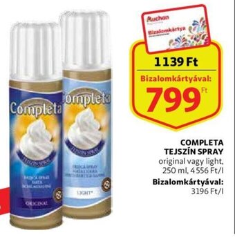 Auchan Completa tejszín spray 250ml ajánlat