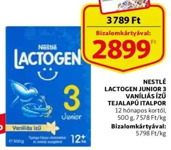 Auchan Nestlé lactogen junior 3 vaníliás ízű tejalapú italpor 500g ajánlat