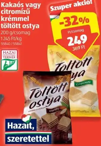 ALDI Kakaós vagy citromíyű krémmel töltött ostya 200g ajánlat