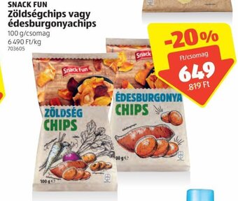 ALDI Snack Fun Zöldségchips vagy édesburgonyachips 100g ajánlat