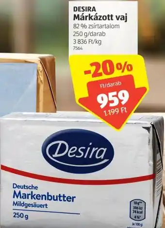 ALDI Desira Márkázott vaj 250g ajánlat