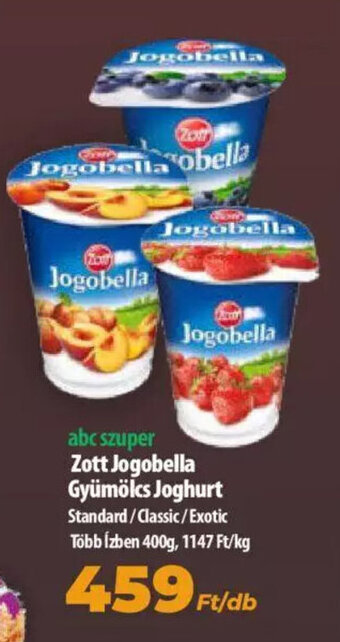 Coop Zott jogobella gyümölcs joghurt 400g ajánlat