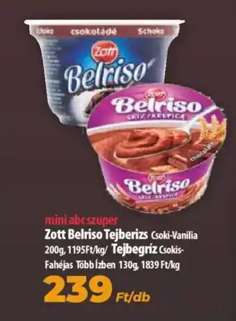 Coop Zott belriso tejberizs 200g / tejbegríz 130g ajánlat