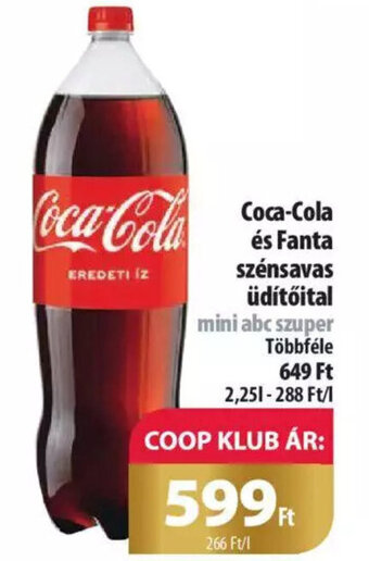 Coop Coca-Cola és Fanta szénsavas üdítőital 2,25l ajánlat