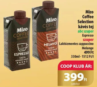 Coop Mizo coffee selection kávés tej 330ml ajánlat