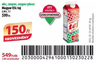Coop Magyar ESL tej 1l ajánlat