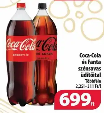 Coop Coca-Cola és Fanta szénsavas üdítőital 2,25l ajánlat