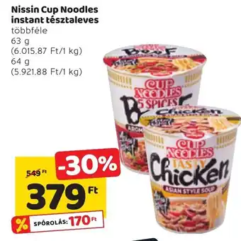 Spar Nissin Cup Noodles instant tésztaleves 63/64g ajánlat