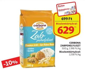 Auchan Cerbona Zabpehelyliszt 500 g ajánlat