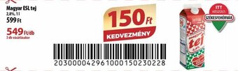 Coop Magyar ESL tej 2,8% 1l ajánlat