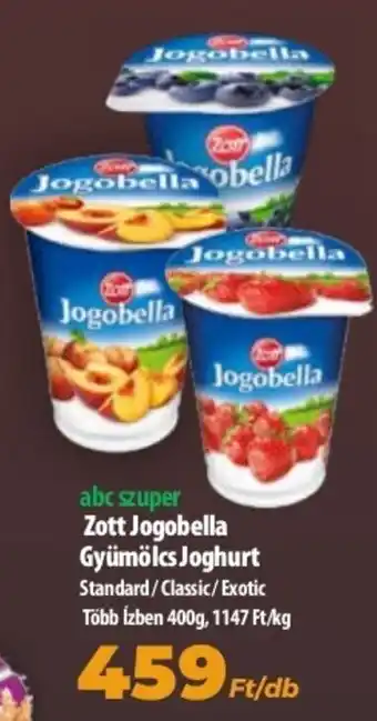 Coop Zott jogobella gyümölcs joghurt 400g ajánlat