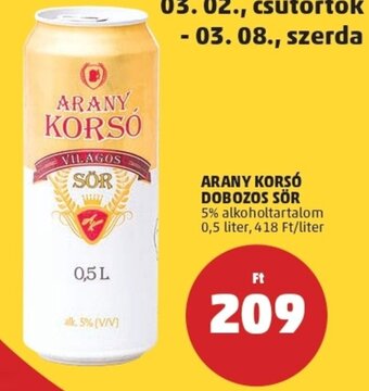 PENNY Arany korsó dobozos sör 0.5l ajánlat