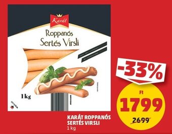PENNY Karát roppanós sertés virsli 1kg ajánlat