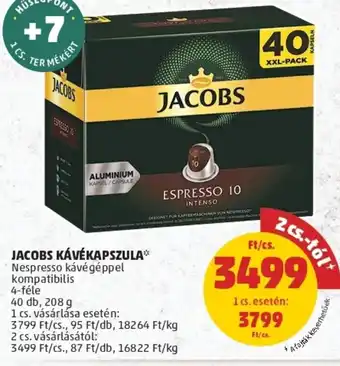 PENNY Jacobs kávékapszula 40db 208g ajánlat