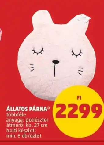 PENNY Állatos párna ajánlat