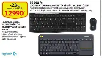 Auchan Logitech touch k400 vezeték nélküli billentyűzet ajánlat