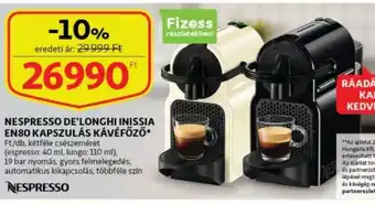 Nespresso de'longhi inissia en80 kapszulás kávéfőző