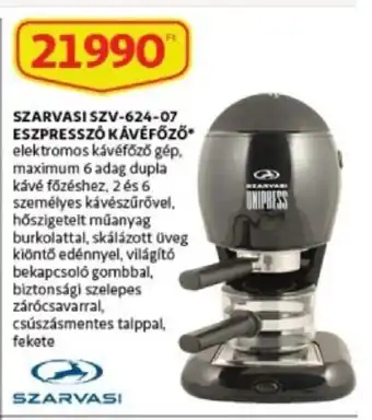Auchan Szarvasi szv-624-07 eszpresszó kávéfőző ajánlat