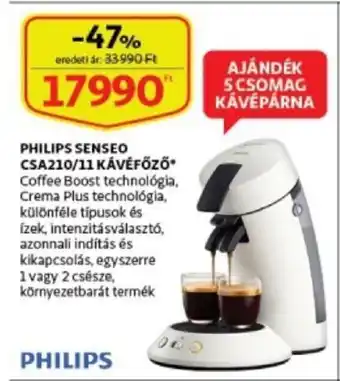 Auchan Philips senseo csa210/11 kávéfőző ajánlat