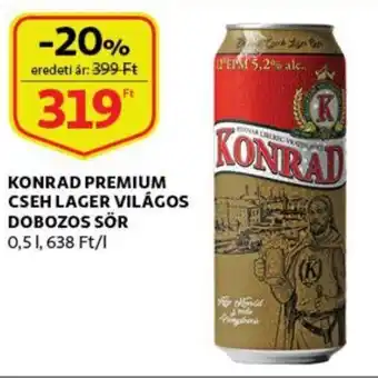Auchan Konrad premium cseh lager világos dobozos sör 0.5l ajánlat