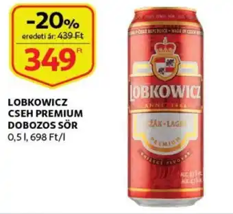 Auchan Lobkowicz cseh premium dobozos sör 0.5l ajánlat