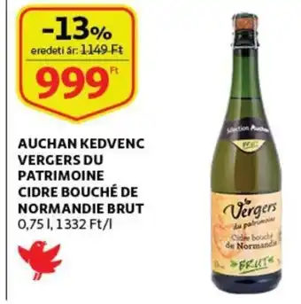 Auchan Auchan kedvenc vergers du patrimoine cidre bouché de normandie brut 0.75l ajánlat