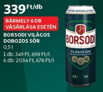 Borsodi világos dobozos sör 0.5l