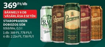 Auchan Staropramen dobozos sör 0.5l ajánlat
