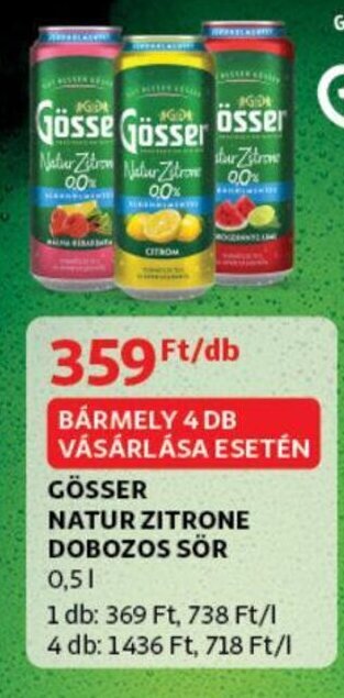 Auchan Gösser dobozos sör 0.5l ajánlat