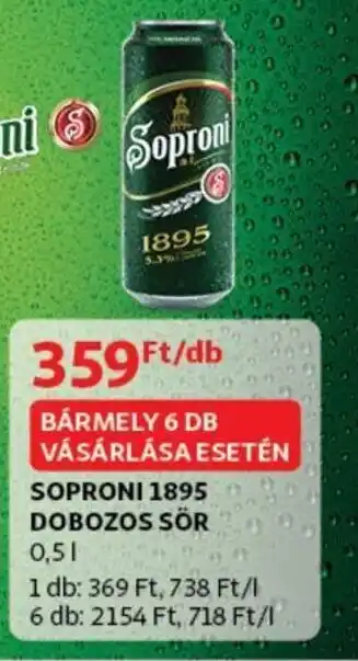 Auchan Soproni 1895 dobozos sör 0.5l ajánlat