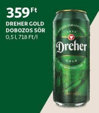 Auchan Dreher gold dobozos sör 0.5l ajánlat