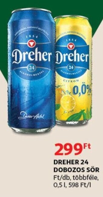 Auchan Dreher 24 dobozos sör 0.5l ajánlat