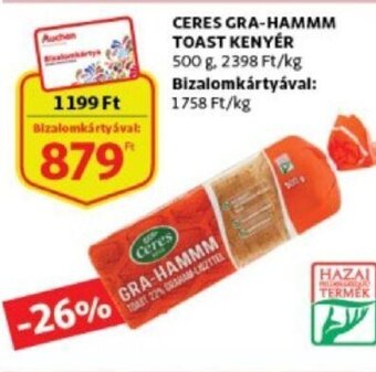 Auchan Ceres gra-hammm toast kenyér 500g ajánlat