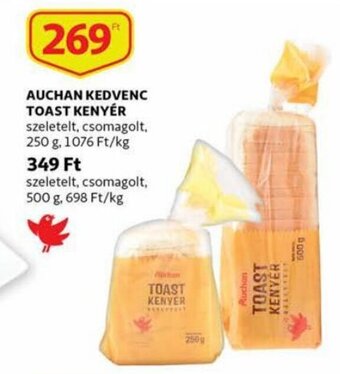 Auchan Auchan kedvenc toast kenyér 250g ajánlat
