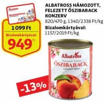 Albatross Hámozott, Felezett őszibarack konzerv 820 / 470 g