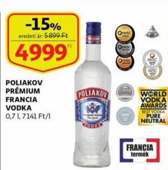 Auchan Poliakov Prémium francia vodka 0,7 l ajánlat