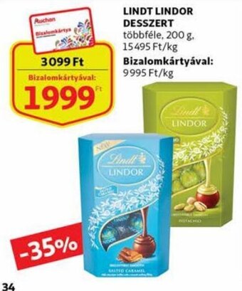 Auchan Lindt Lindor desszert 200 g ajánlat