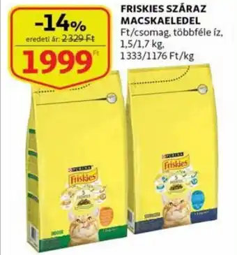 Auchan Friskies Száraz macskaeledel 1,5 / 1,7 kg ajánlat