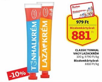 Auchan Classic Tonhal vagy lazackrém 100 g ajánlat