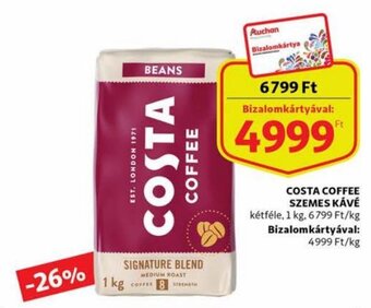 Auchan Costa Coffee szemes kávé 1 kg ajánlat